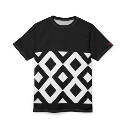 Stylish Geometric Lady Tee, Unique Graphic Shirt, Modern Casual Wear, Gift for Him/Her, Trendy Everyday Top